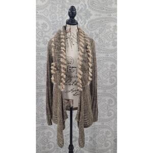 BKE buckle womens duster cardigan sweater beige Wool Rabbit hair Size Large Boho